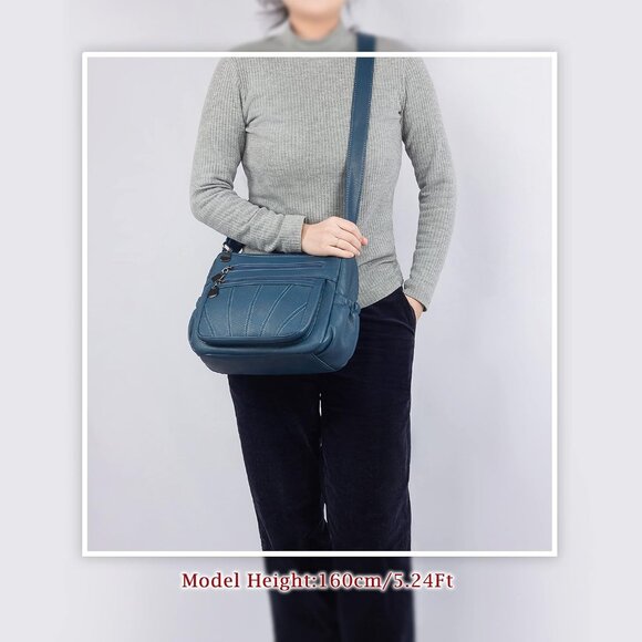 Soft PU Leather Crossbody Shoulder Bag for Women with Top Handle and Satchel - Picture 2 of 6